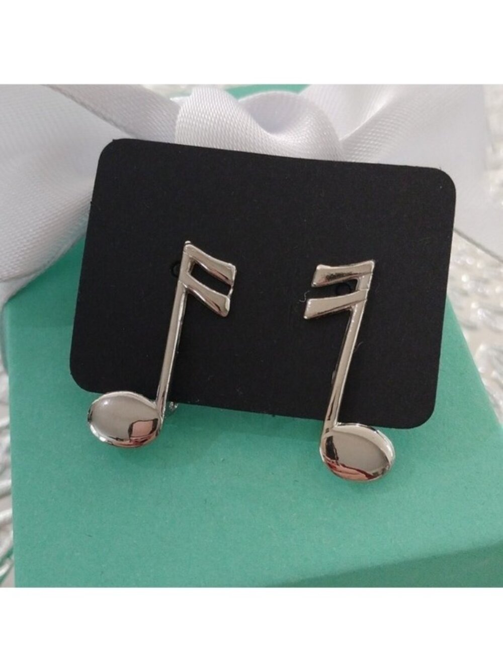 Vintage Sterling Silver Music Note Earrings with Screw back closures